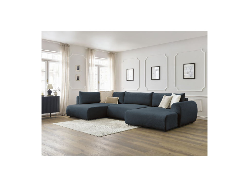 Panoramic Convertible Sofa with Storage - Lucien - Smooth Fabric - Right-Hand Corner