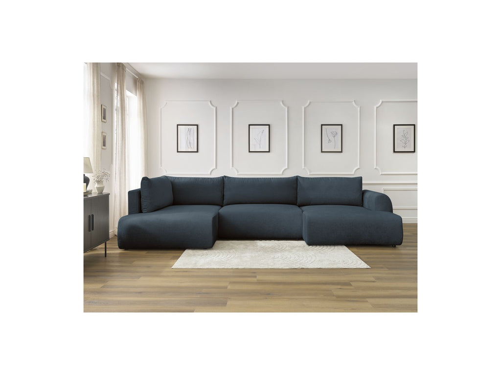Panoramic Convertible Sofa with Storage - Lucien - Smooth Fabric - Right-Hand Corner