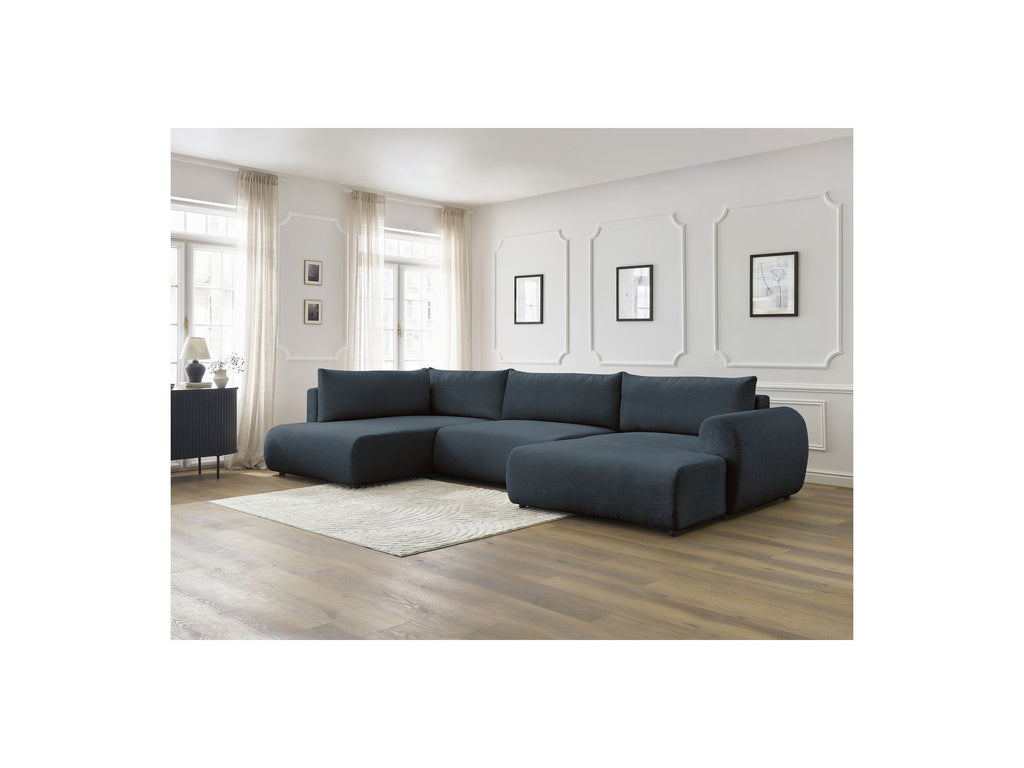 Panoramic Convertible Sofa with Storage - Lucien - Smooth Fabric - Right-Hand Corner