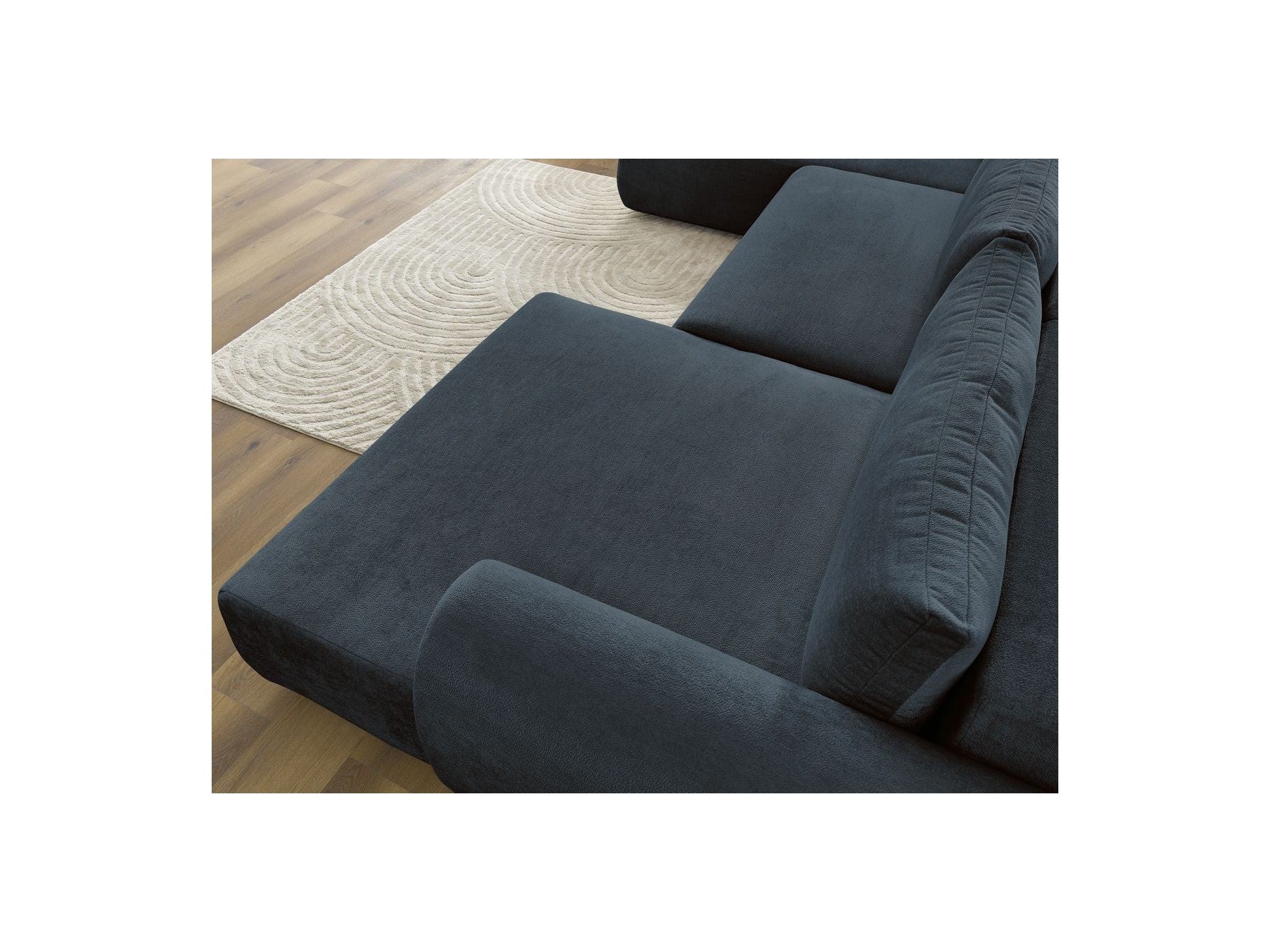 Panoramic Convertible Sofa with Storage - Lucien - Smooth Fabric - Right-Hand Corner