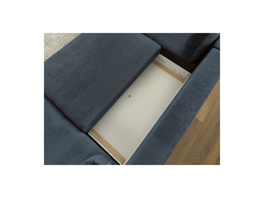 Panoramic Convertible Sofa with Storage - Lucien - Smooth Fabric - Right-Hand Corner