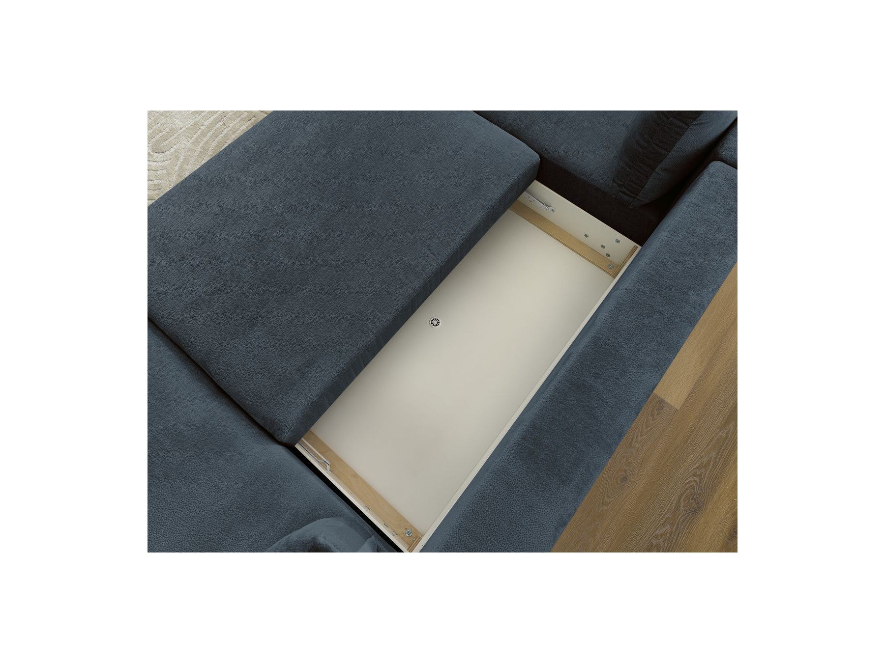 Panoramic Convertible Sofa with Storage - Lucien - Smooth Fabric - Right-Hand Corner
