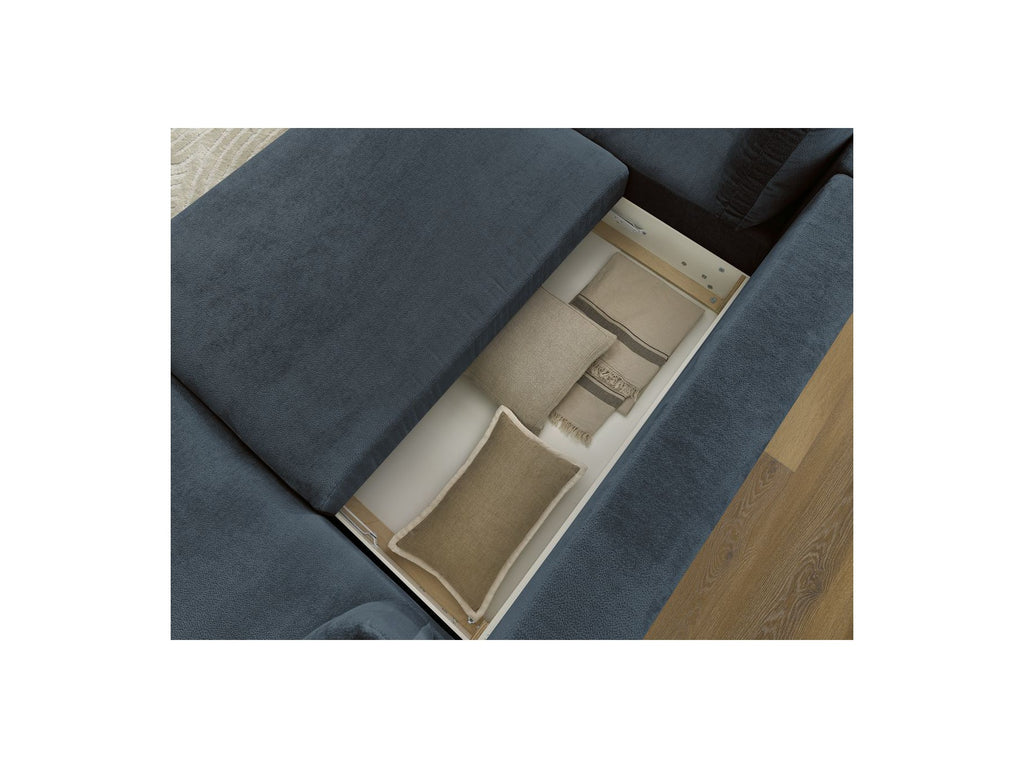 Panoramic Convertible Sofa with Storage - Lucien - Smooth Fabric - Right-Hand Corner