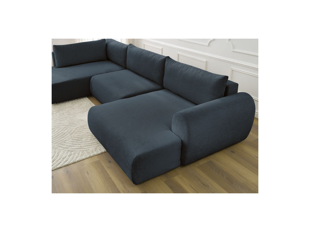 Panoramic Convertible Sofa with Storage - Lucien - Smooth Fabric - Right-Hand Corner