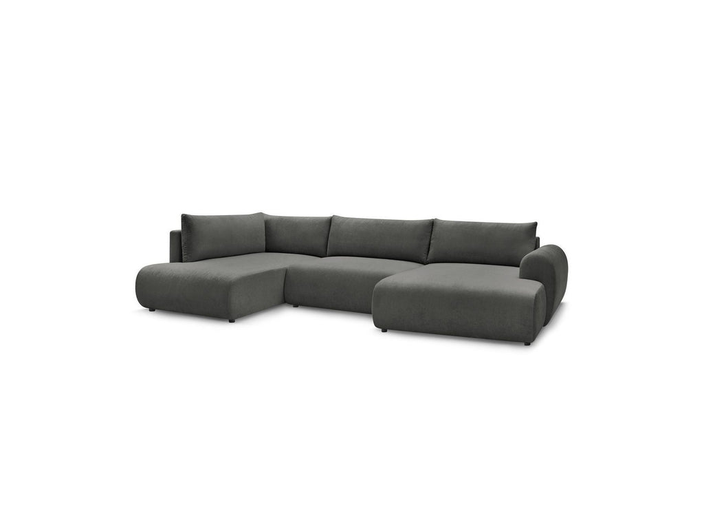 Panoramic Convertible Sofa with Storage - Lucien - Smooth Fabric - Right-Hand Corner