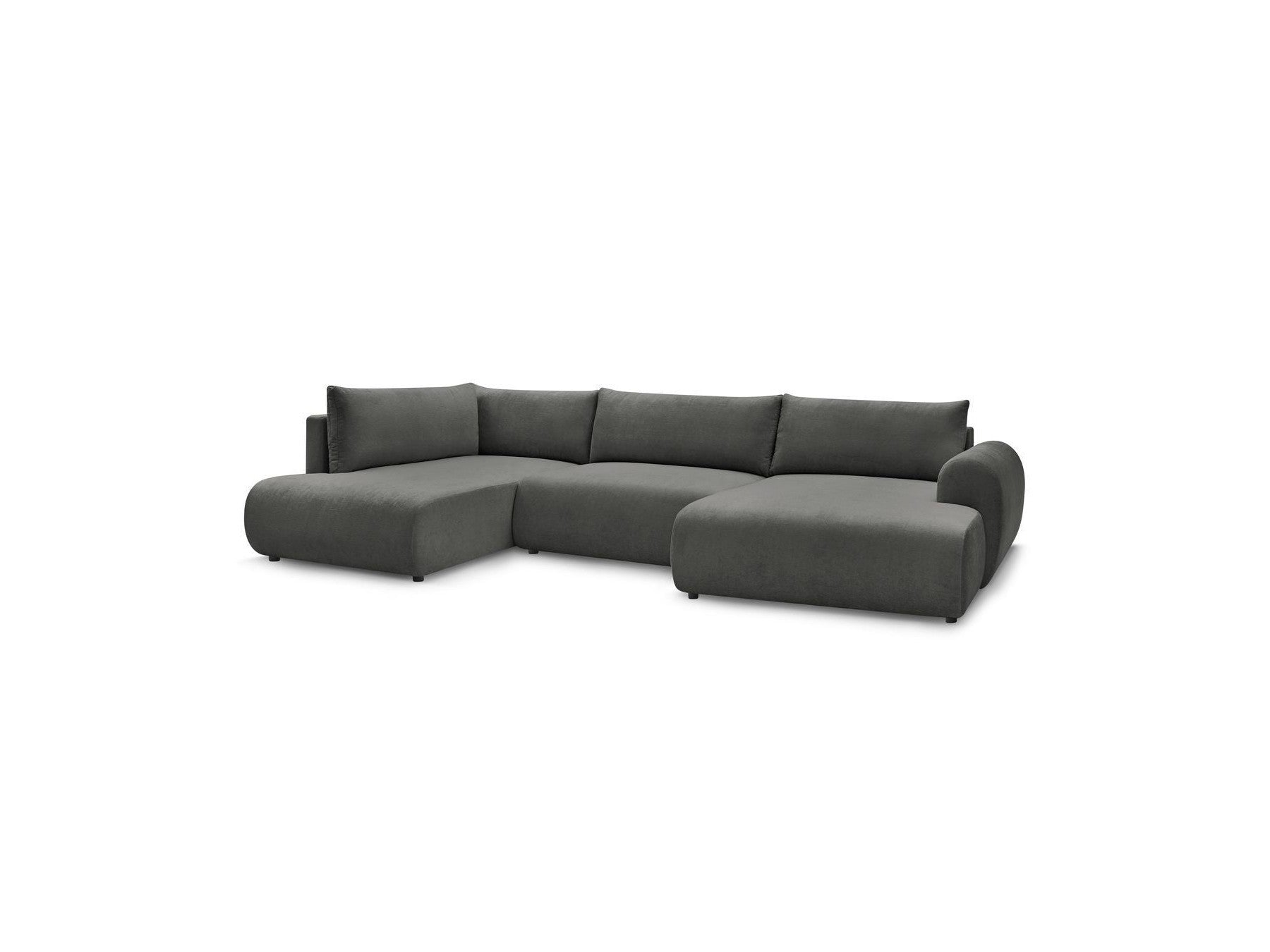 Panoramic Convertible Sofa with Storage - Lucien - Smooth Fabric - Right-Hand Corner
