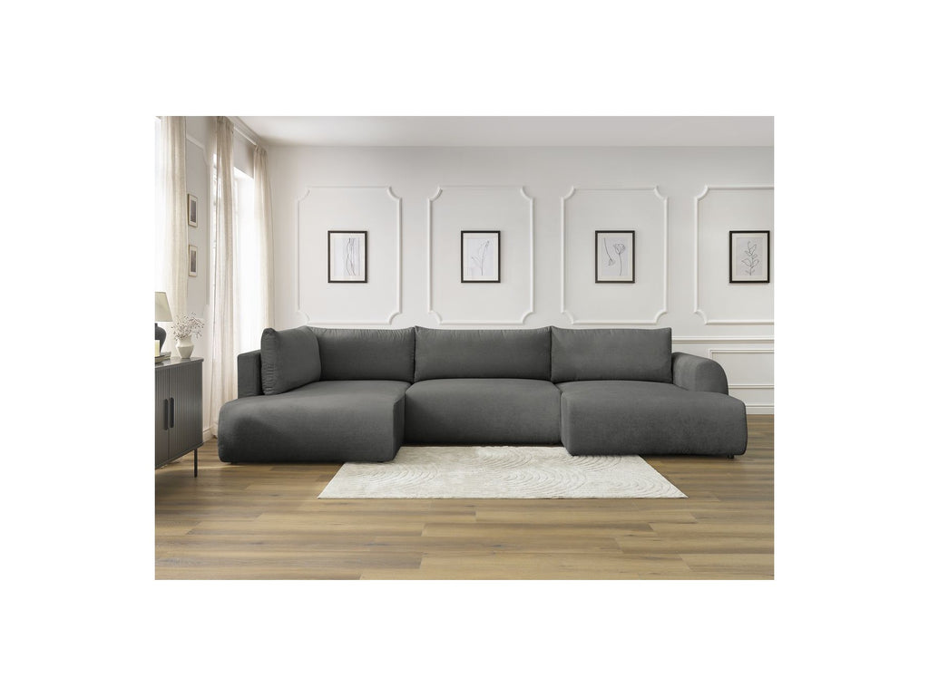 Panoramic Convertible Sofa with Storage - Lucien - Smooth Fabric - Right-Hand Corner