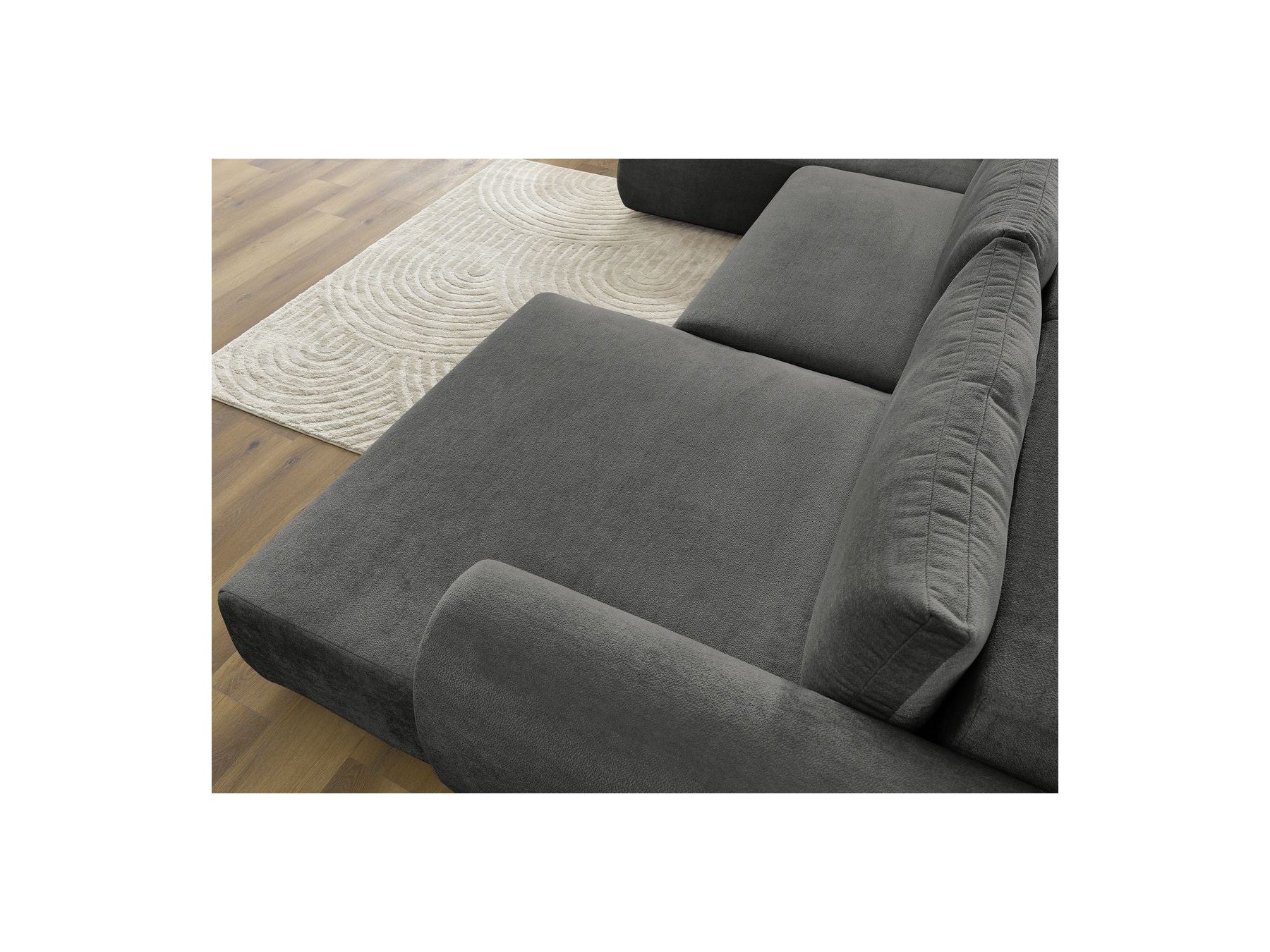 Panoramic Convertible Sofa with Storage - Lucien - Smooth Fabric - Right-Hand Corner