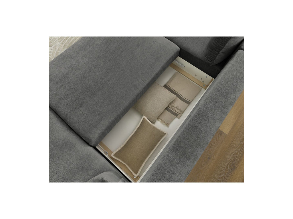 Panoramic Convertible Sofa with Storage - Lucien - Smooth Fabric - Right-Hand Corner