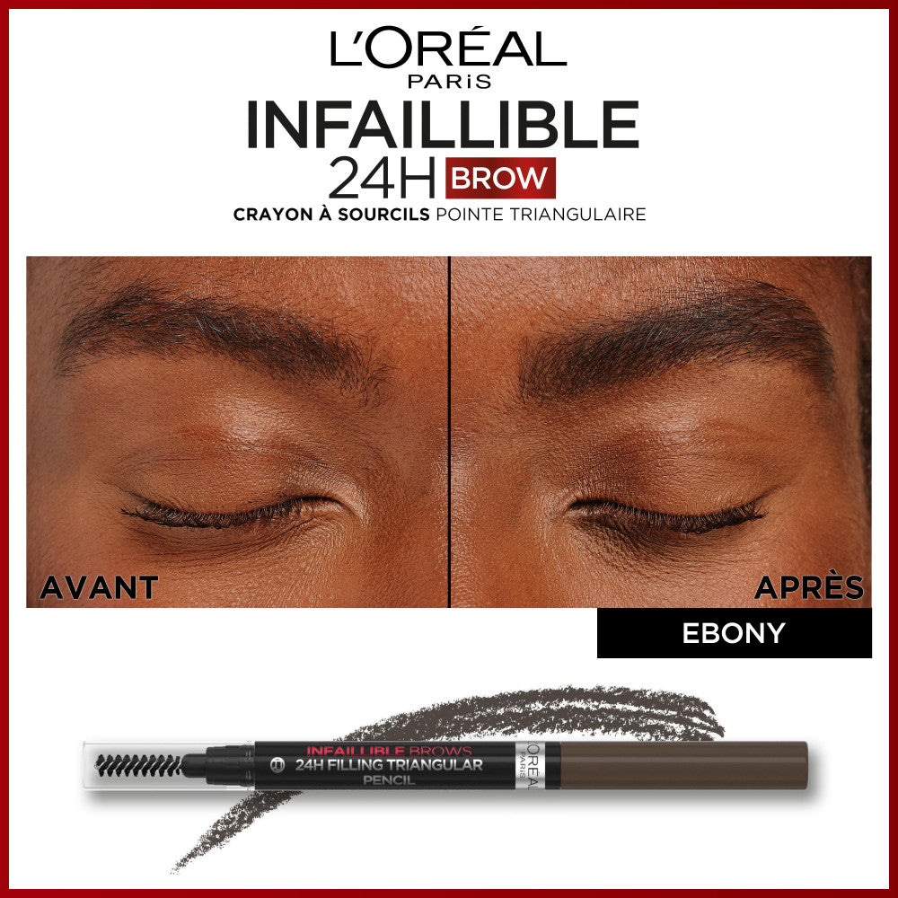 Infallible 24H Brow Lápiz de Cejas Punta Triangular 1 Ébano