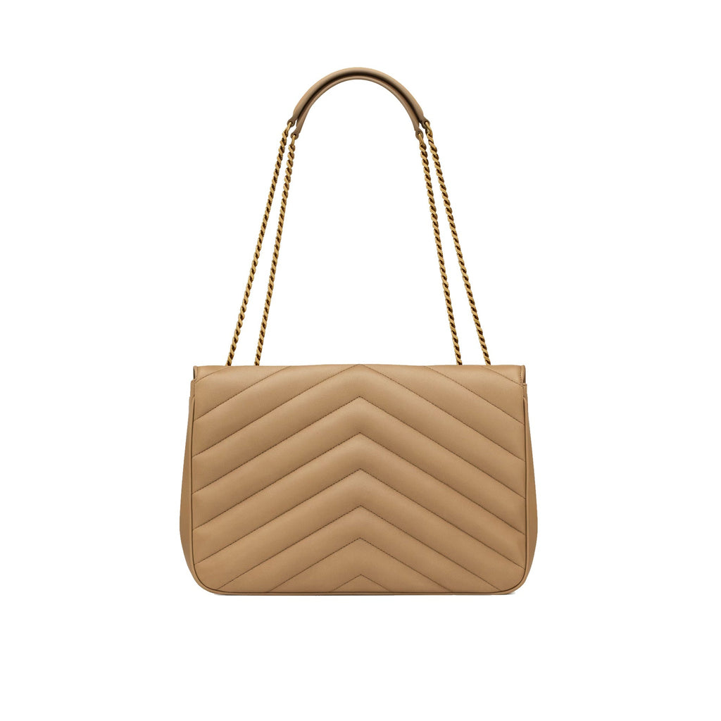 Saint Laurent - Sac Bandoulière Loulou Large - Femme - Beige