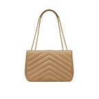 Saint Laurent - Sac Bandoulière Loulou Large - Femme - Beige
