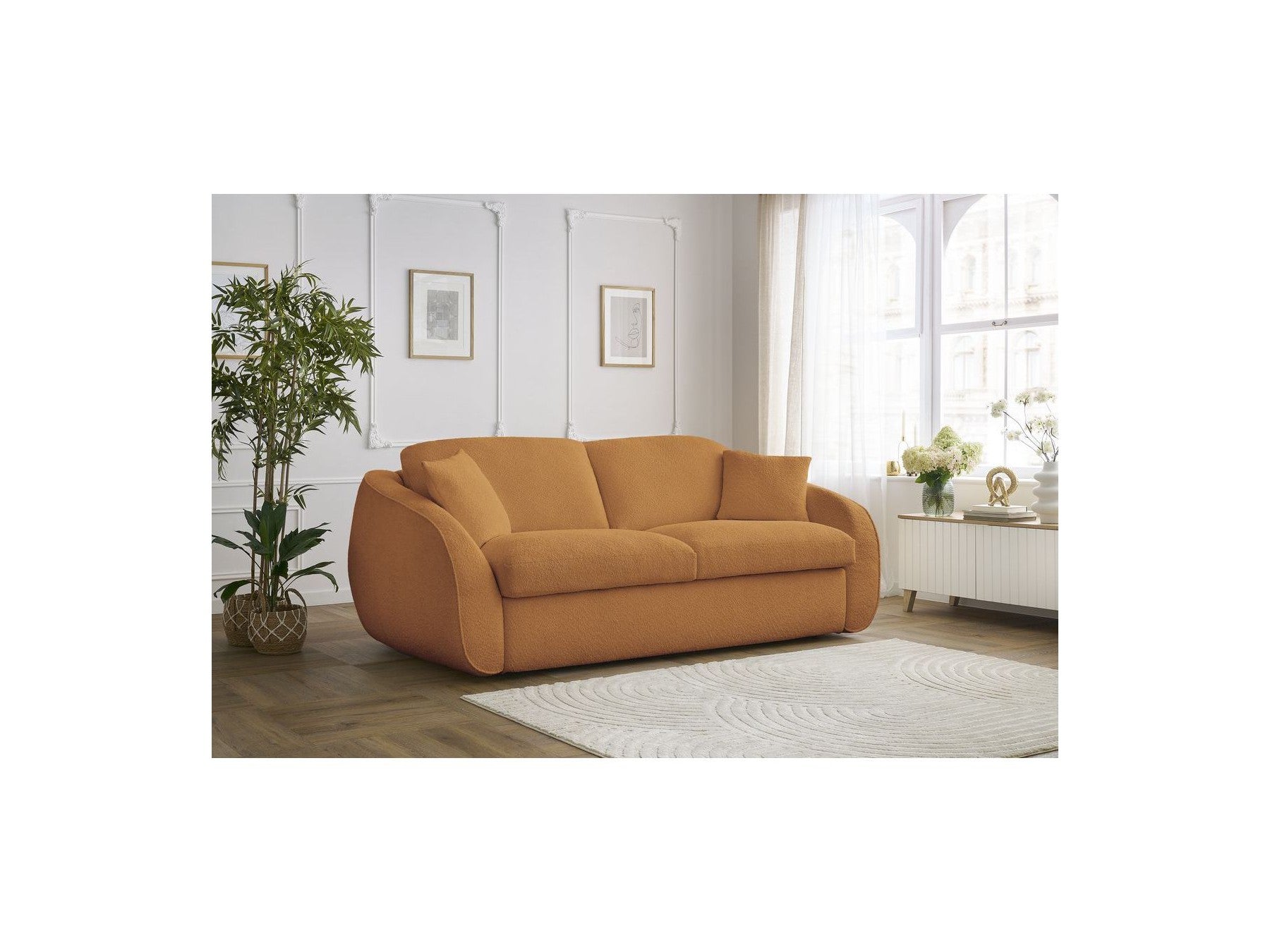 Cezanne - Straight Sofa Bed with Express Opening - Bouclé Fabric