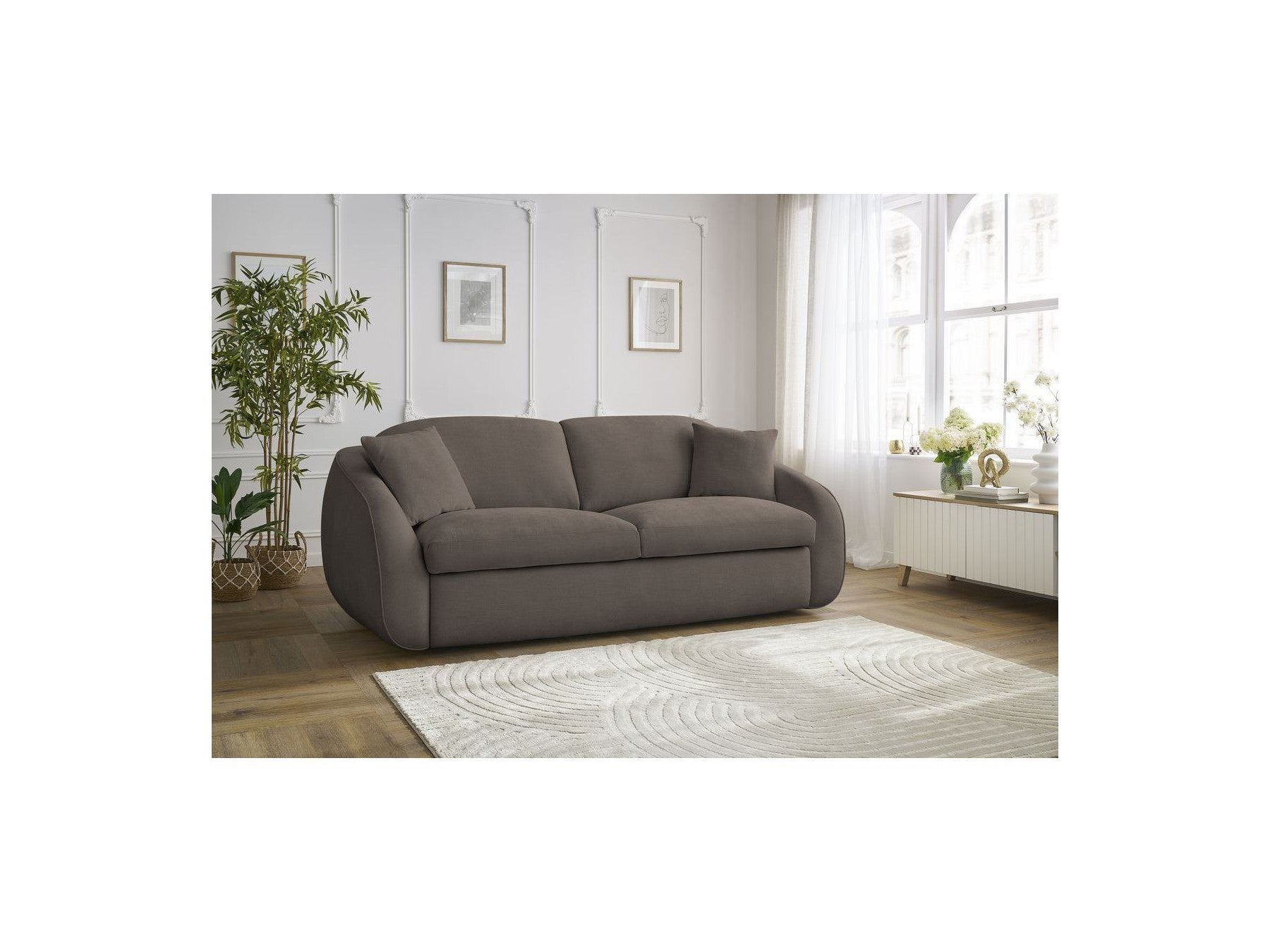 Cezanne Straight Sofa Bed with Express Opening and Smooth Fabric