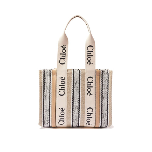Bolso tote mediano Chloé Woody - Mujeres - Beige