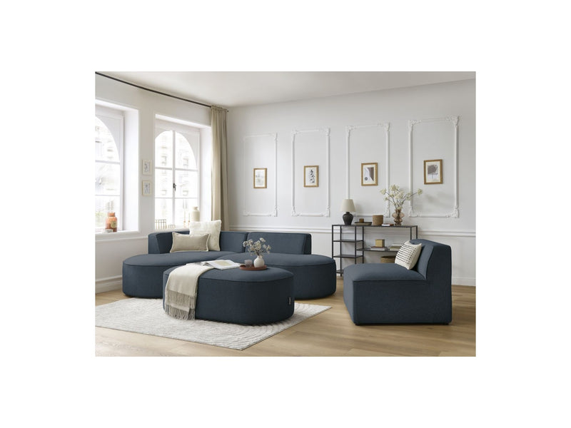 Canapé D'Angle Fixe Modulable - Rousseau - Tissu Chiné - Avec 1 Chauffeuse Et 1 Pouf - Angle Gauche