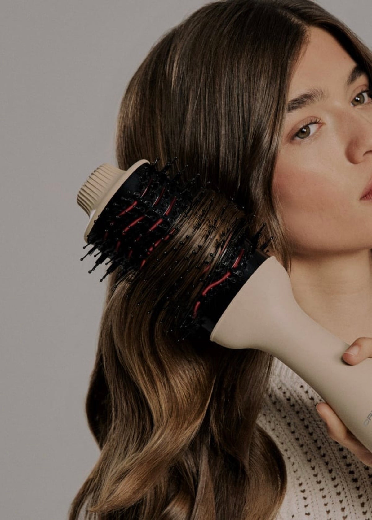 Ceramic LED Volume Styler - Volumising Brush with Dual LED Treatment - Sand