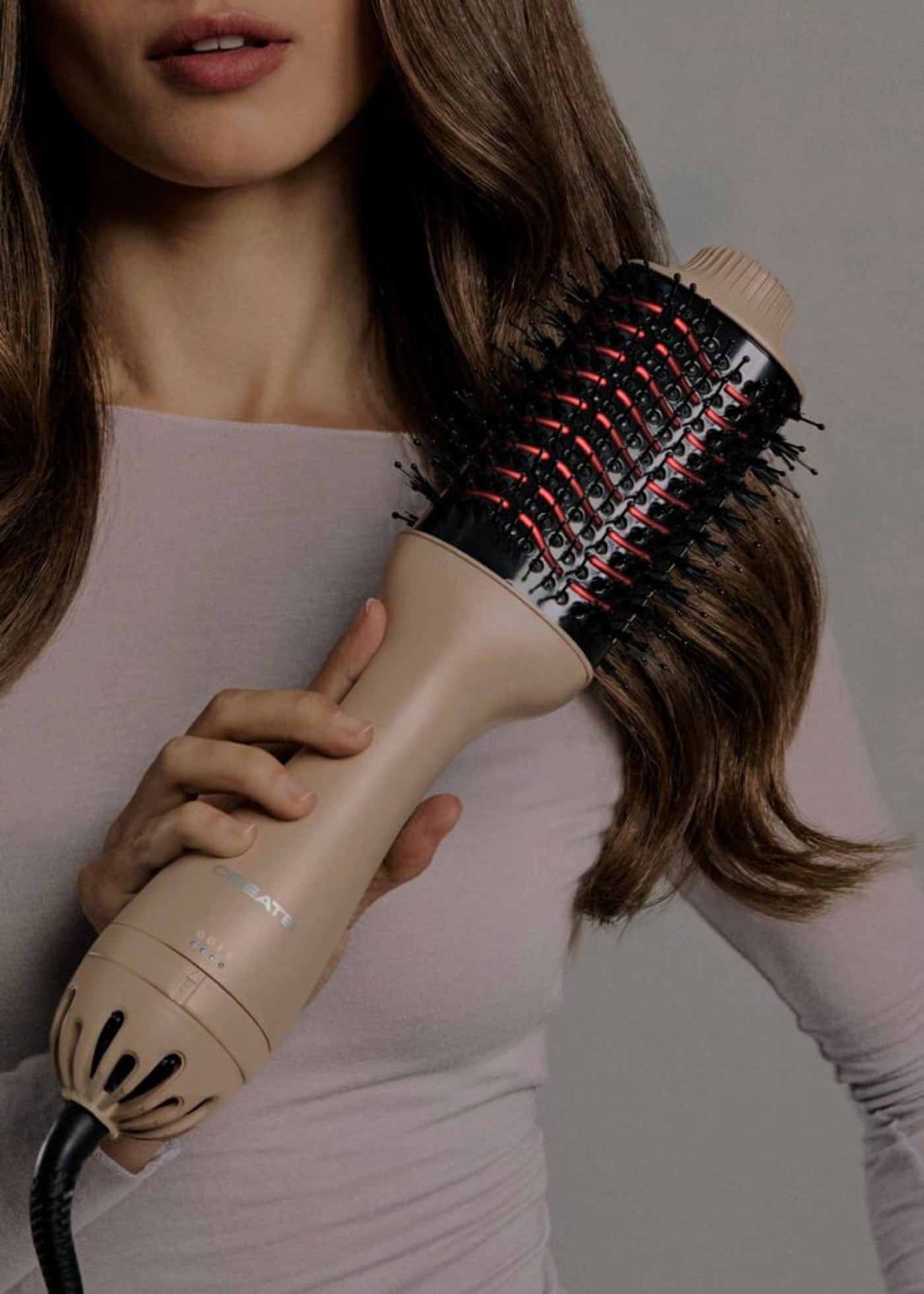 Ceramic LED Volume Styler - Volumising Brush with Dual LED Treatment - Sand