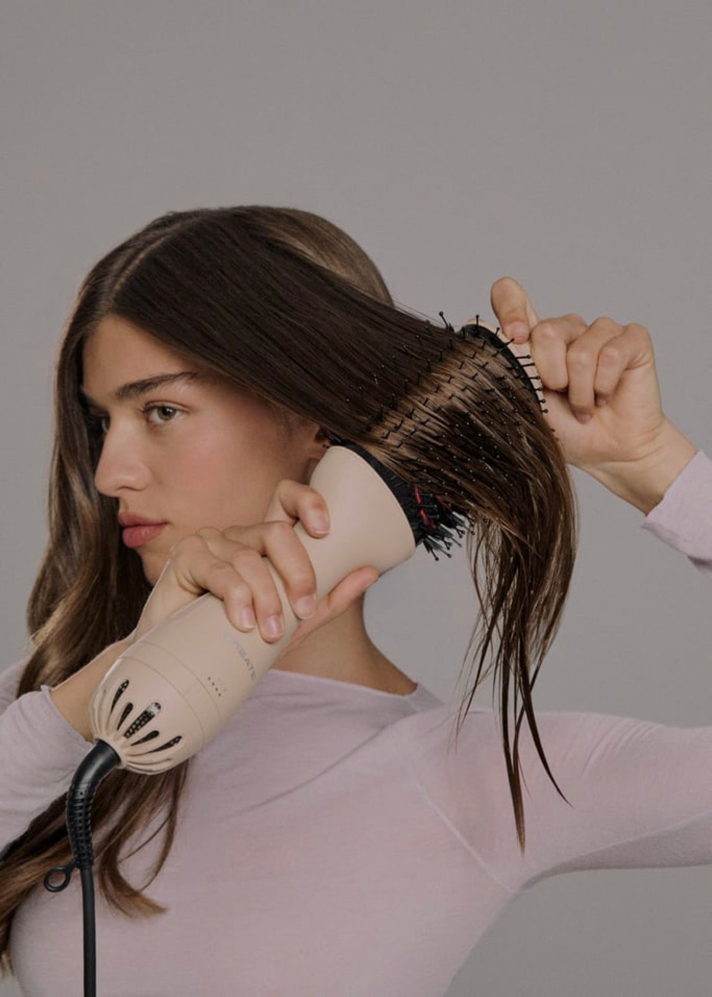 Ceramic LED Volume Styler - Volumising Brush with Dual LED Treatment - Sand