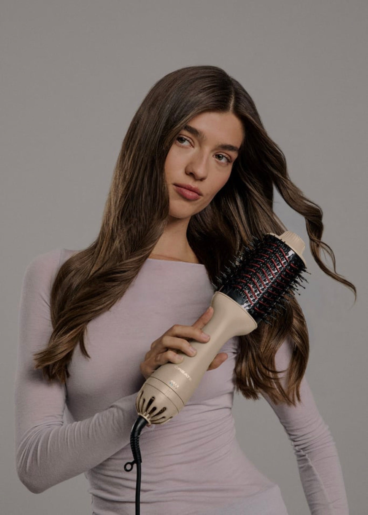 Ceramic LED Volume Styler - Volumising Brush with Dual LED Treatment - Sand