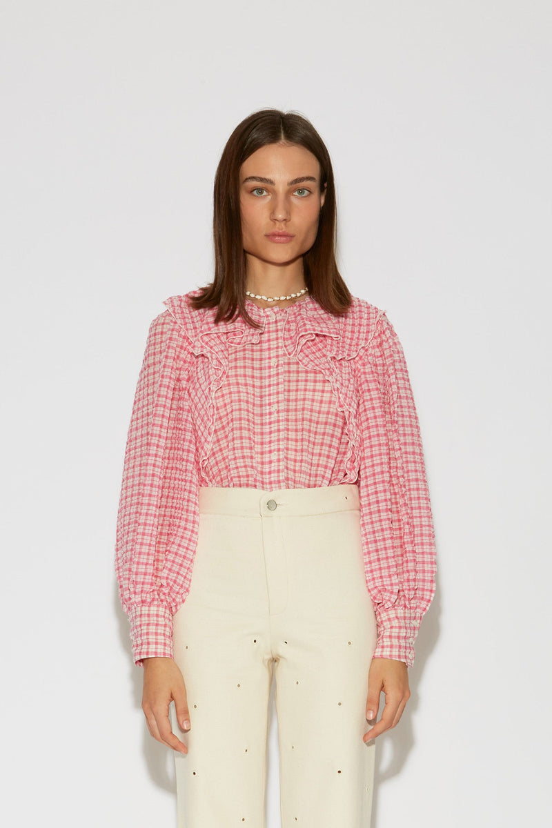 BLOUSE SONG SEERSUCKER PINK