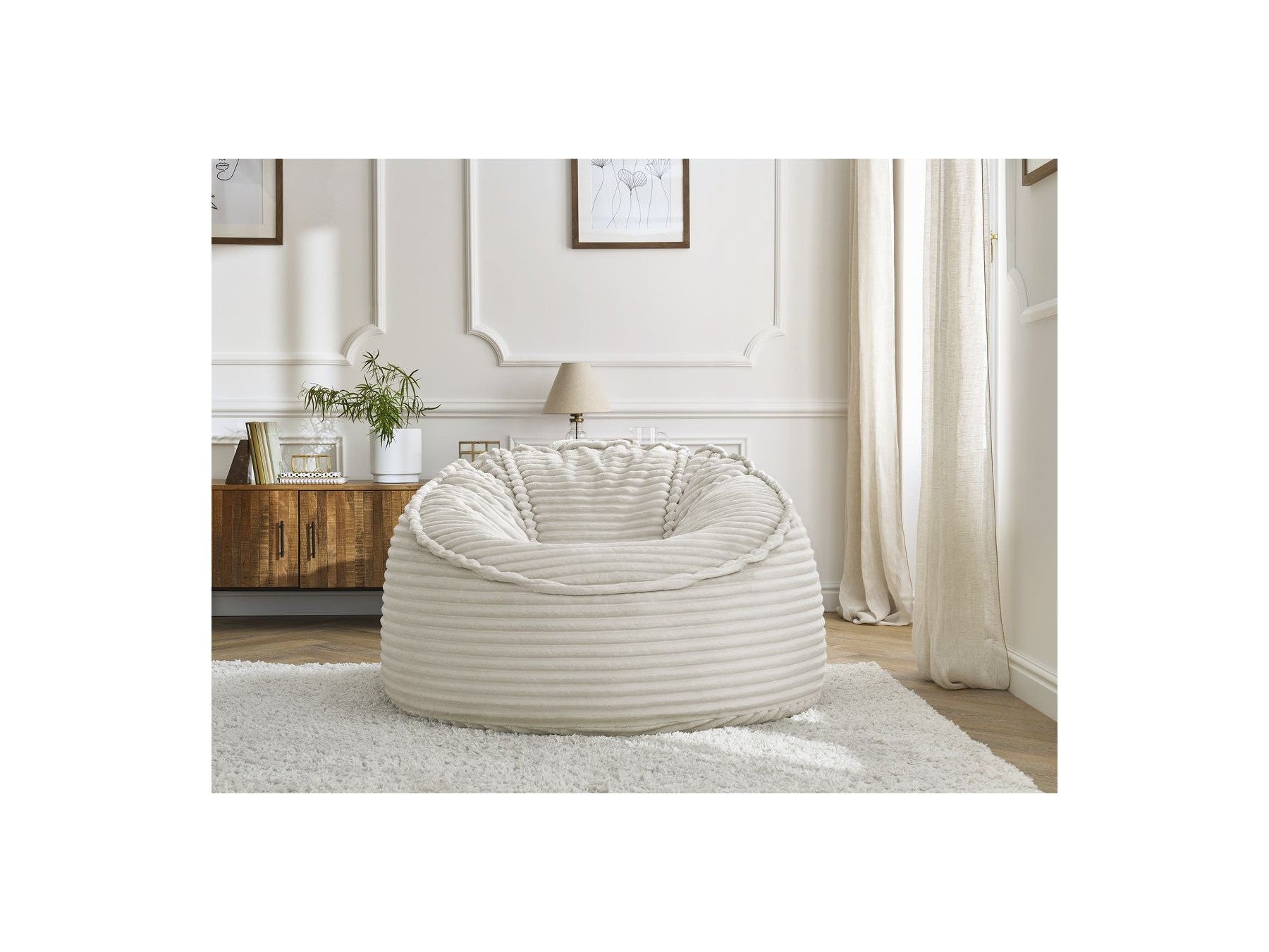 Socrate - Grand Pouf Ultra Moelleux - Velours Côtelé Doux