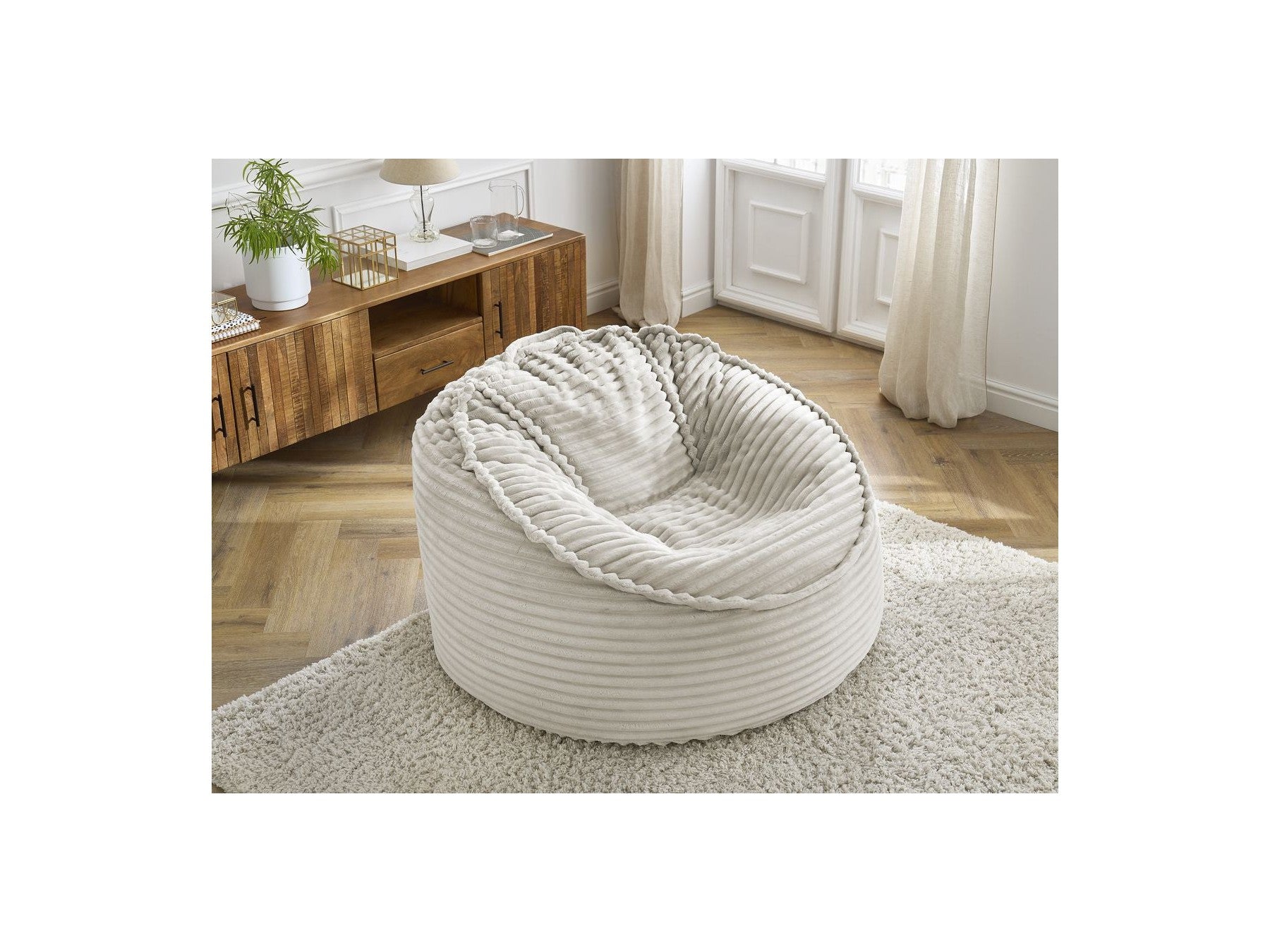Socrate - Grand Pouf Ultra Moelleux - Velours Côtelé Doux