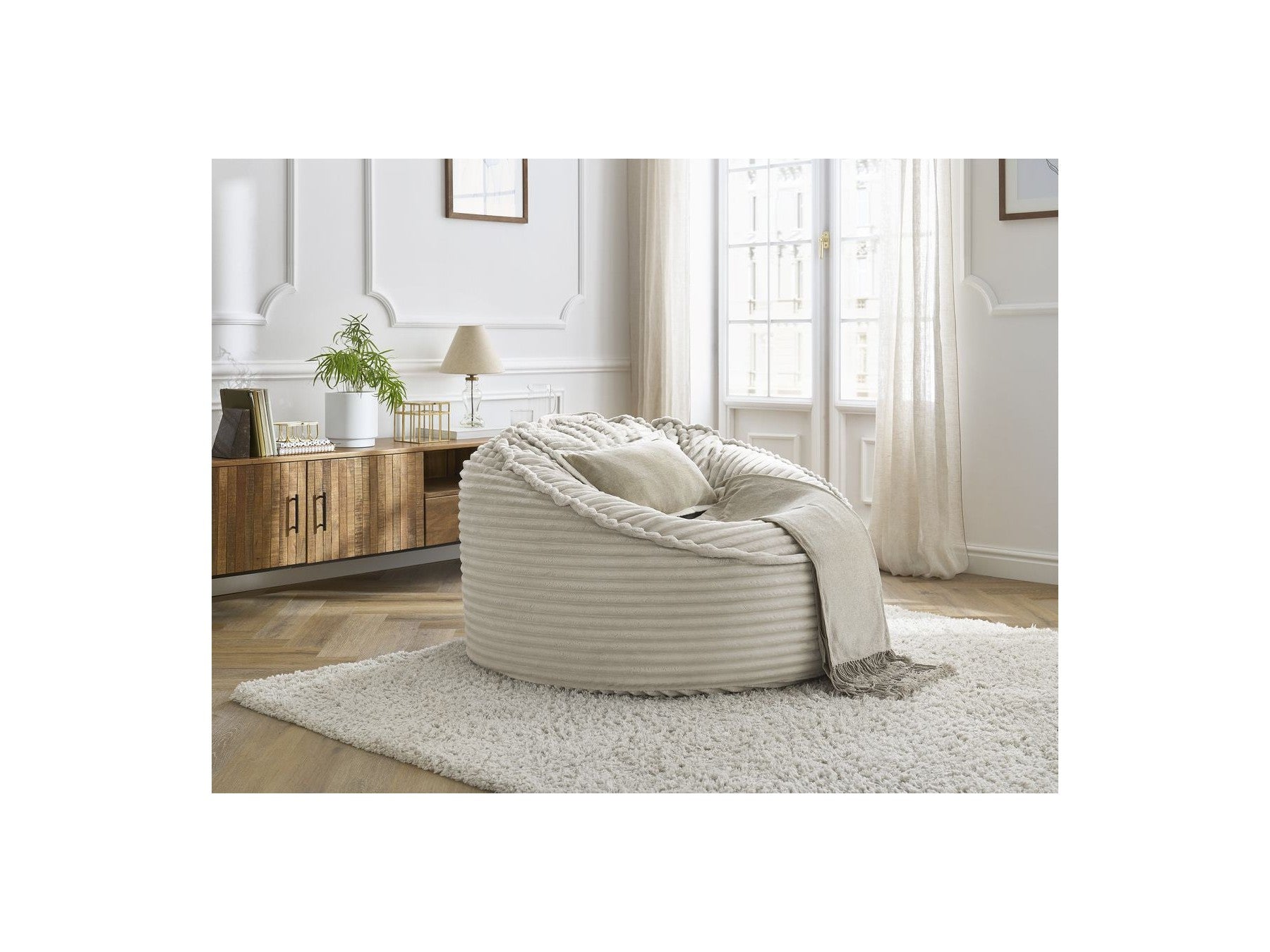Socrate - Grand Pouf Ultra Moelleux - Velours Côtelé Doux