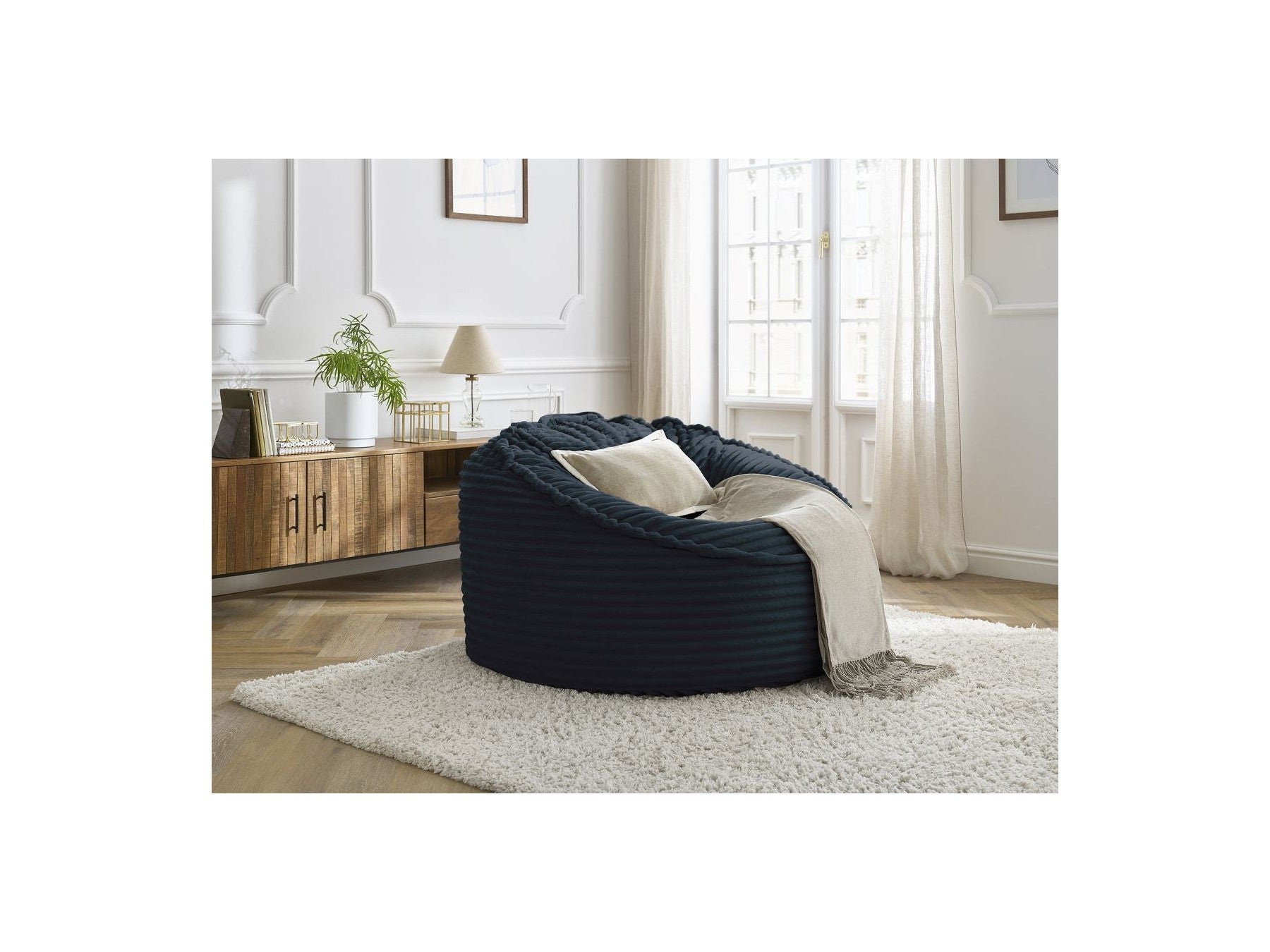 Socrate - Grand Pouf Ultra Moelleux - Velours Côtelé Doux