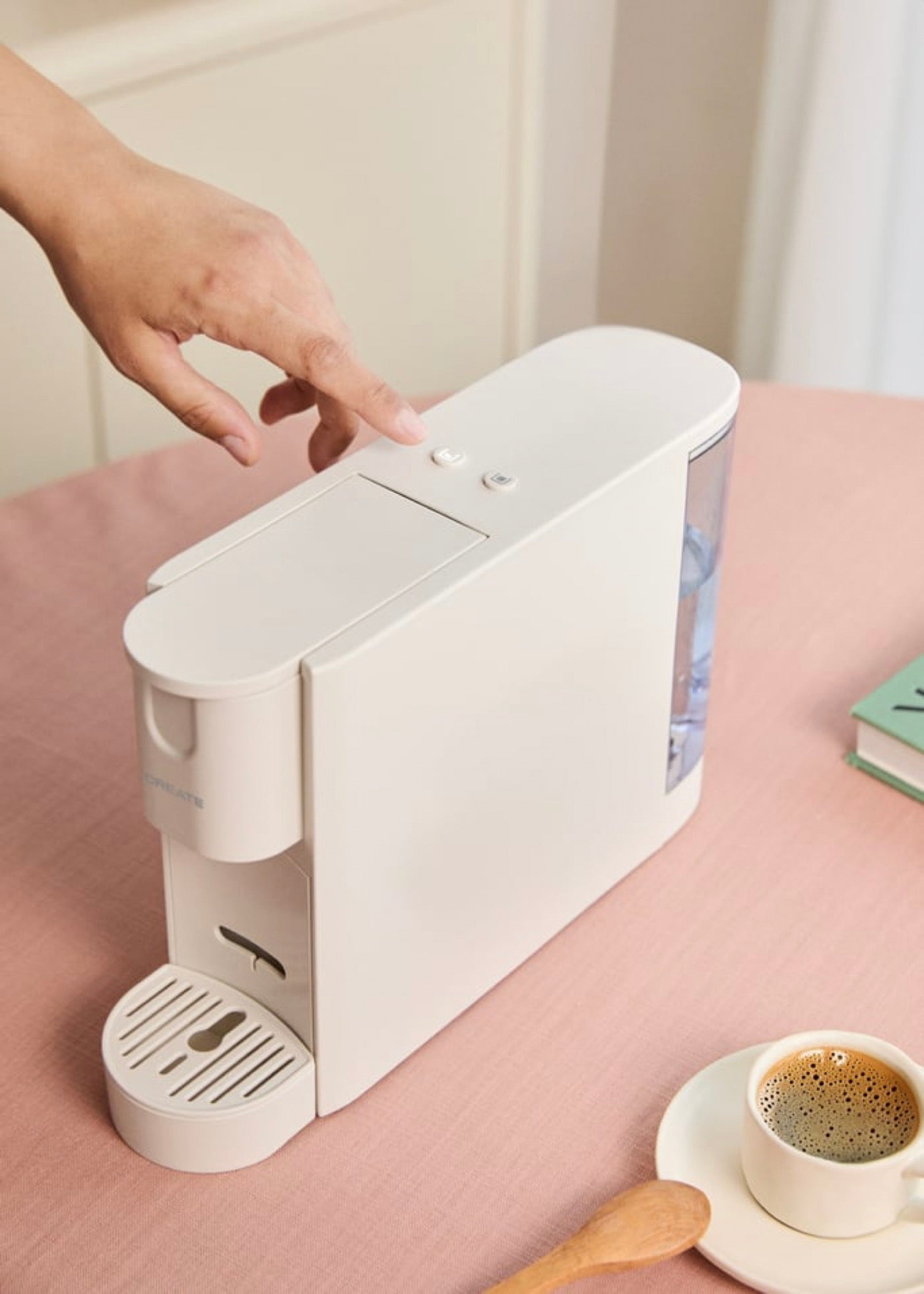 Thera Easy - 20-Bar Express Capsule Coffee Machine with Collection Container - Off-White