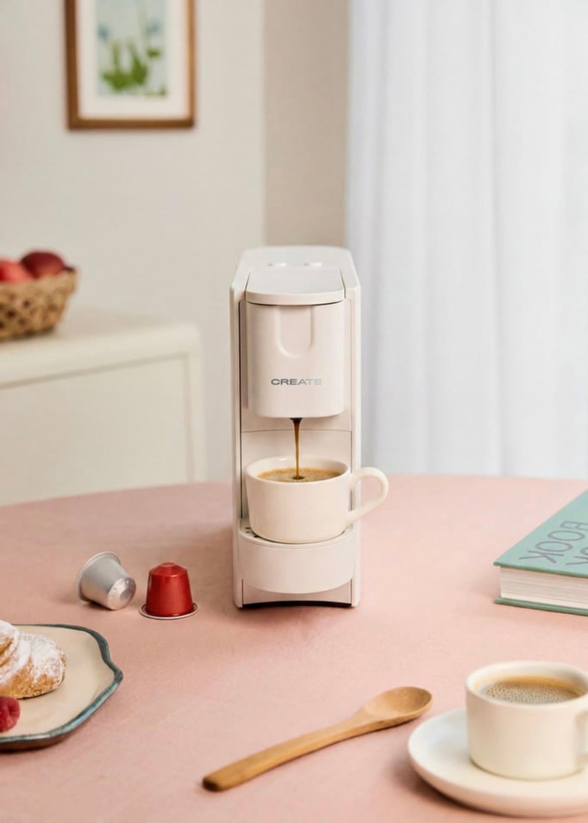 Thera Easy - 20-Bar Express Capsule Coffee Machine with Collection Container - Off-White