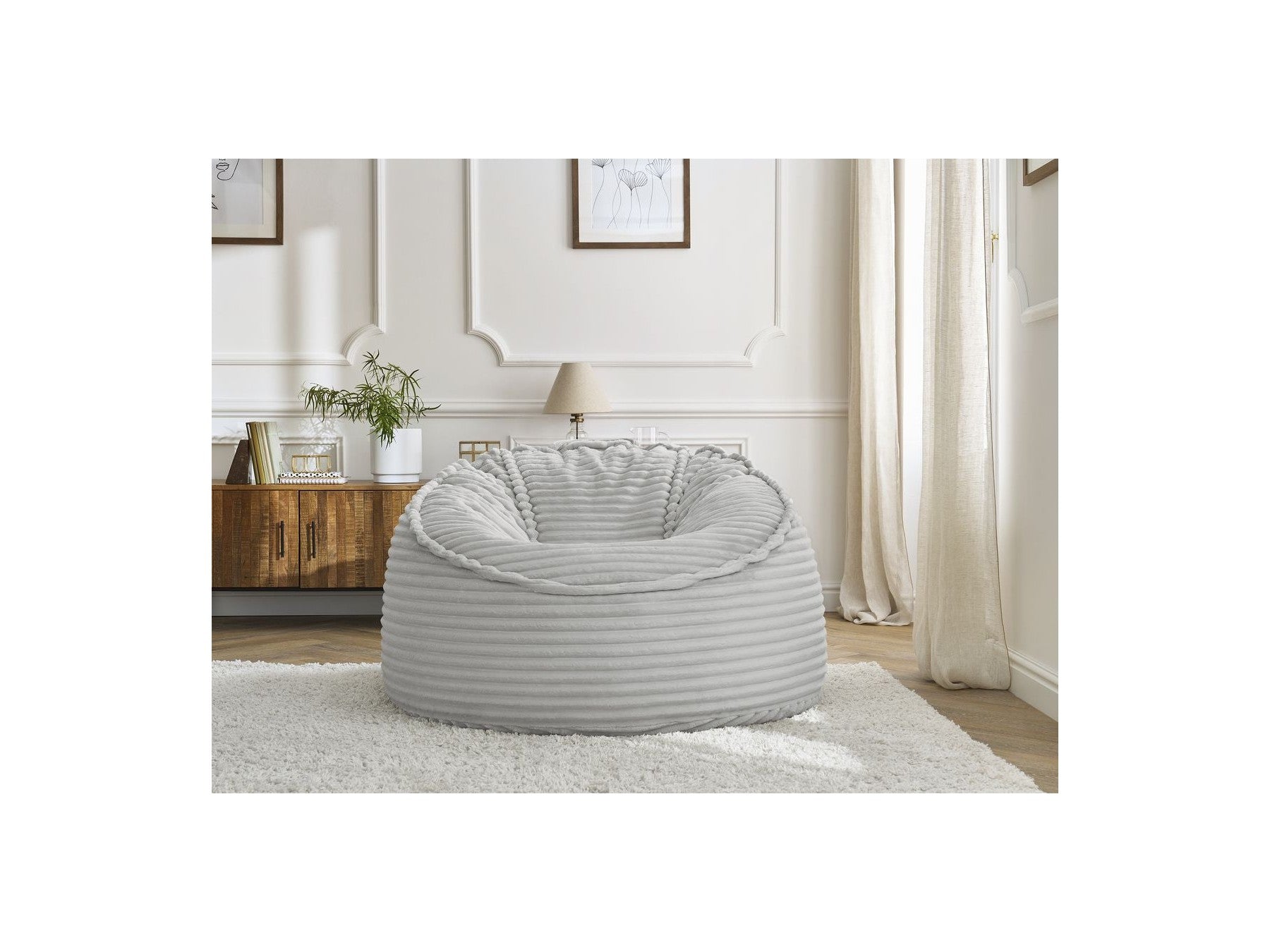 Socrate - Grand Pouf Ultra Moelleux - Velours Côtelé Doux