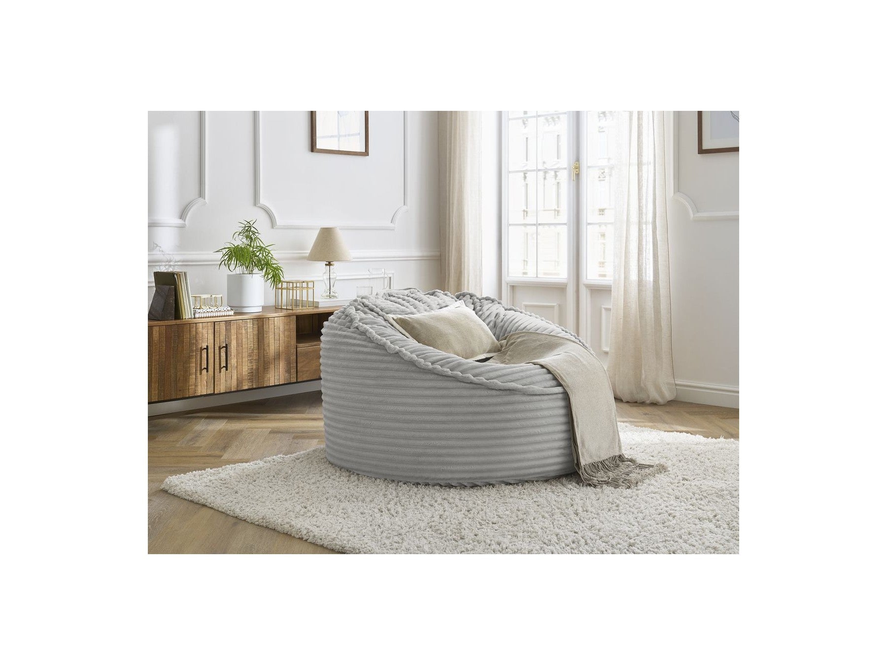 Socrate - Grand Pouf Ultra Moelleux - Velours Côtelé Doux