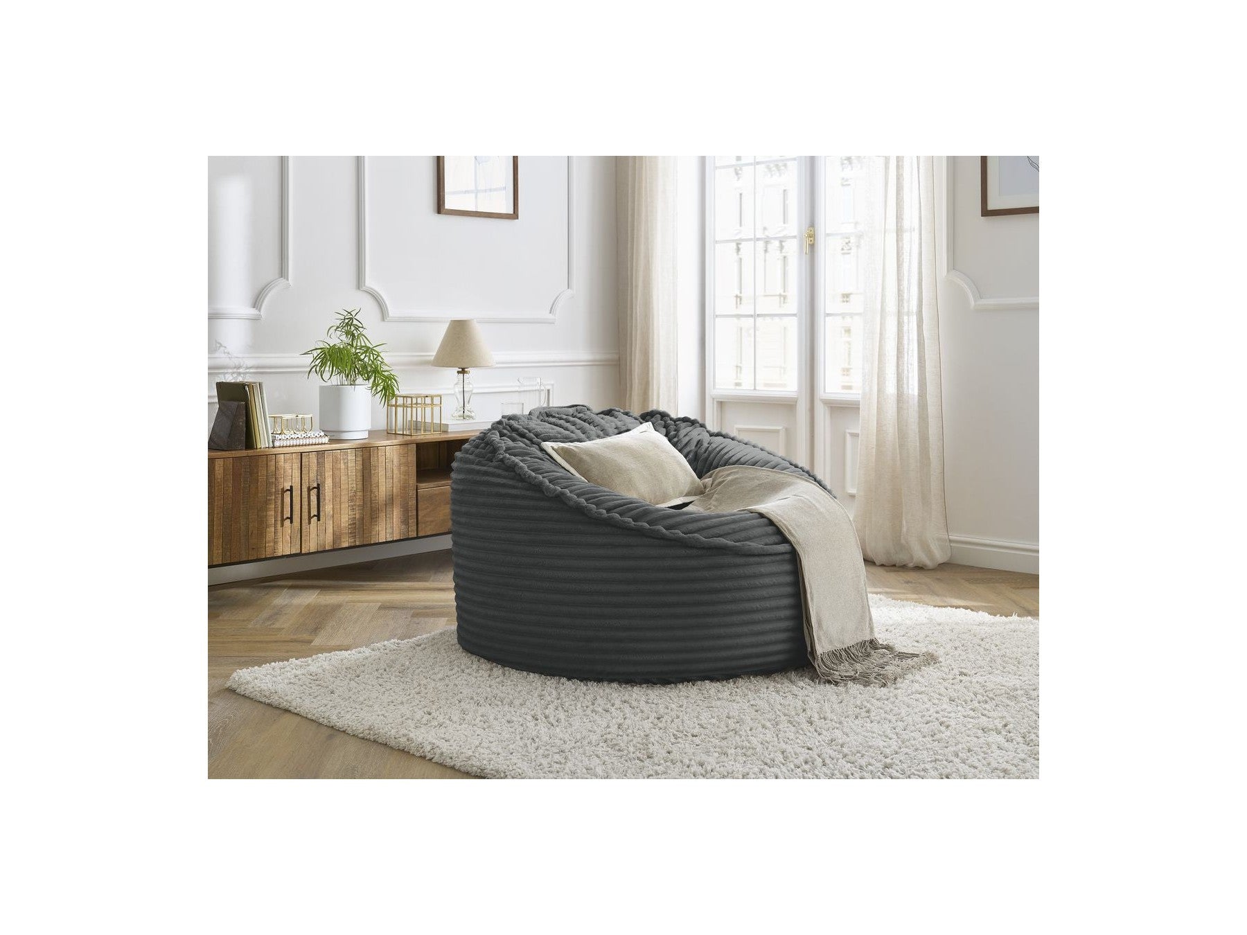 Socrate - Grand Pouf Ultra Moelleux - Velours Côtelé Doux