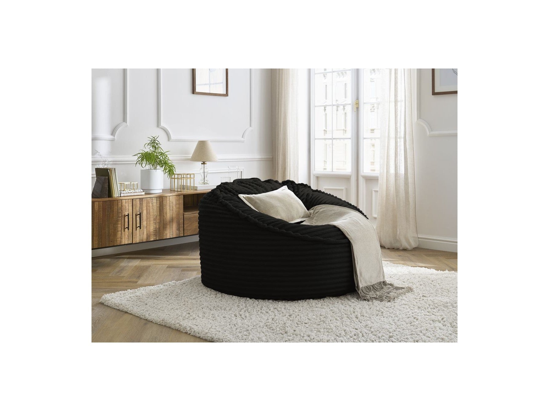 Socrate - Grand Pouf Ultra Moelleux - Velours Côtelé Doux