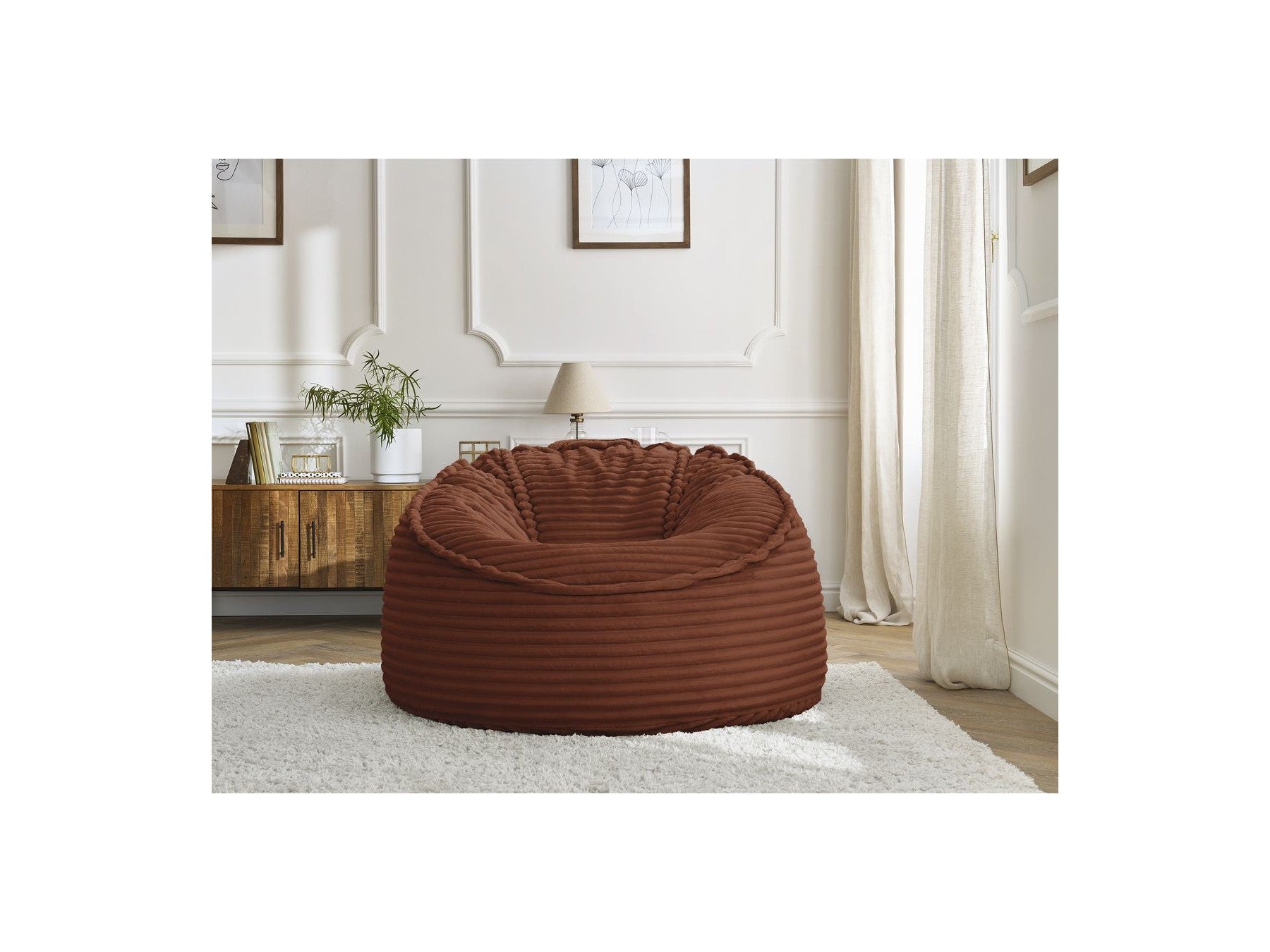 Socrate - Grand Pouf Ultra Moelleux - Velours Côtelé Doux