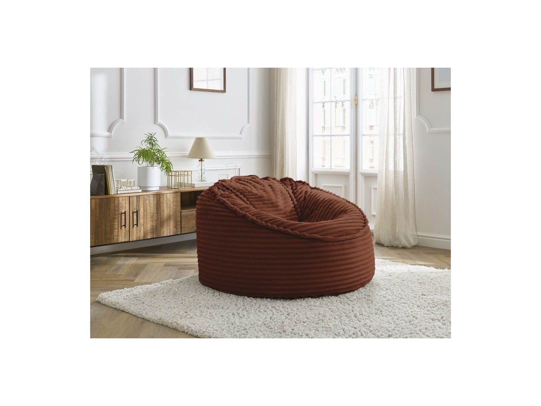 Socrate - Grand Pouf Ultra Moelleux - Velours Côtelé Doux