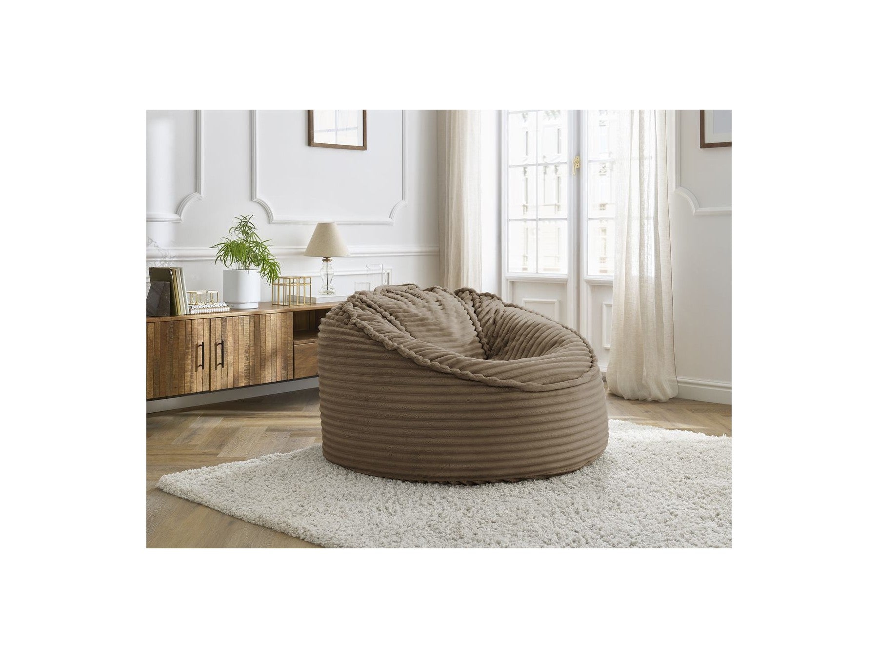 Socrate - Grand Pouf Ultra Moelleux - Velours Côtelé Doux