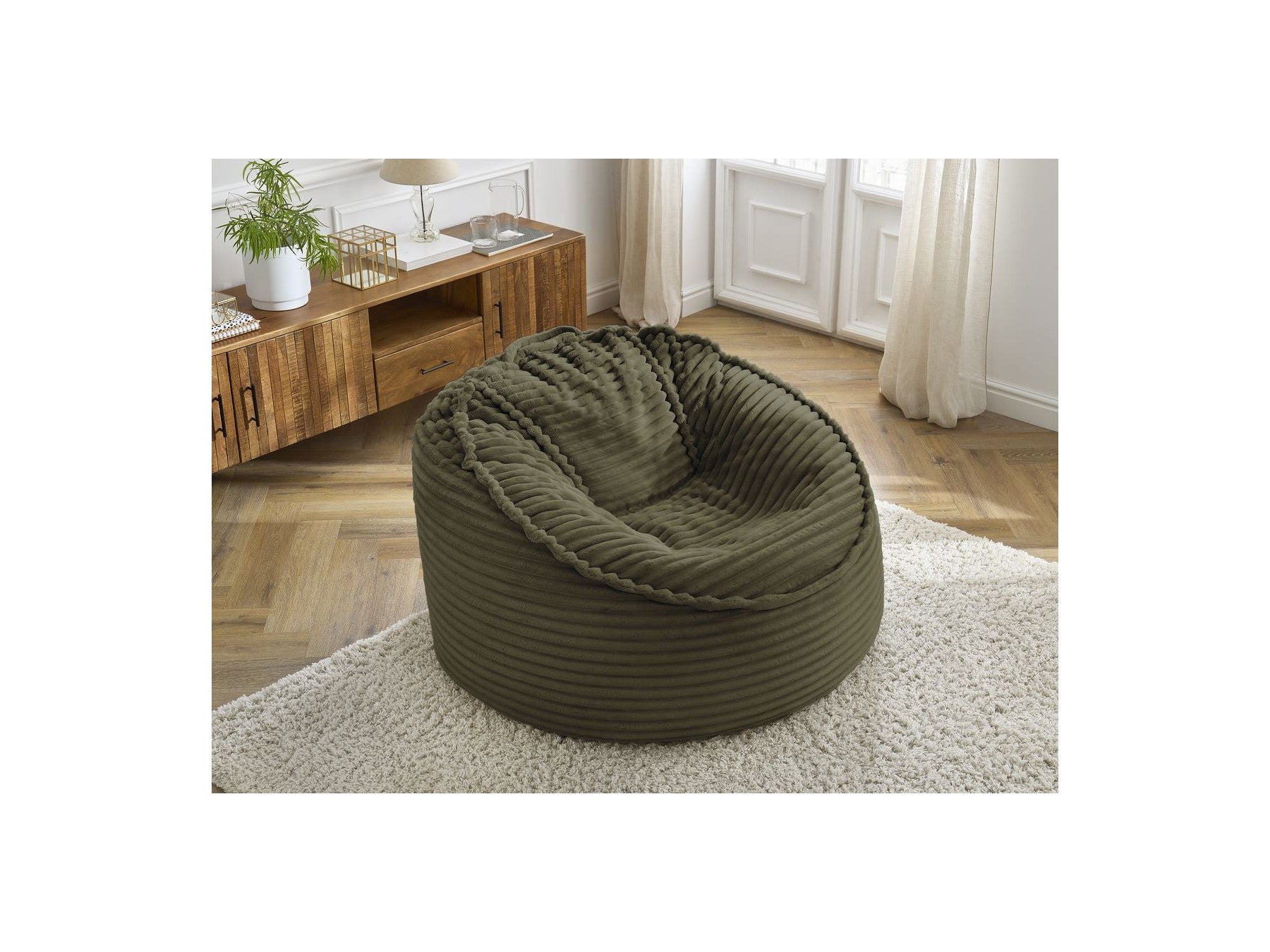 Socrate - Grand Pouf Ultra Moelleux - Velours Côtelé Doux