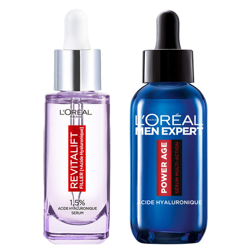 Sueros dúo: suero voluminizador Revitalift Filler y suero Power Age antienvejecimiento