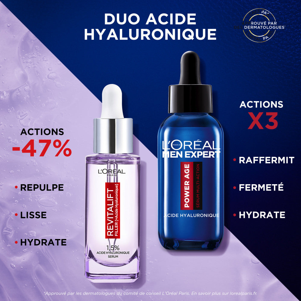 Sueros dúo: suero voluminizador Revitalift Filler y suero Power Age antienvejecimiento