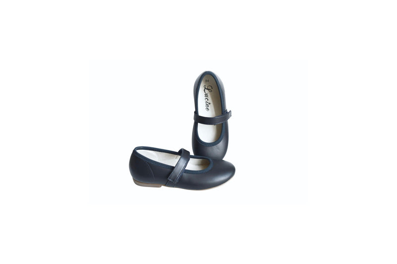 Chaussures Fille Souple Scratch Flexine - Cuir Marine - Fille