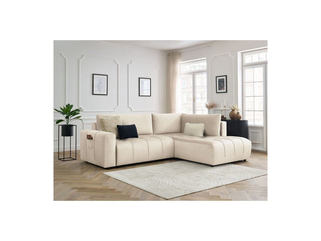 Arsene - Canapé D'Angle L Convertible Coffre - Velours - Angle Droit