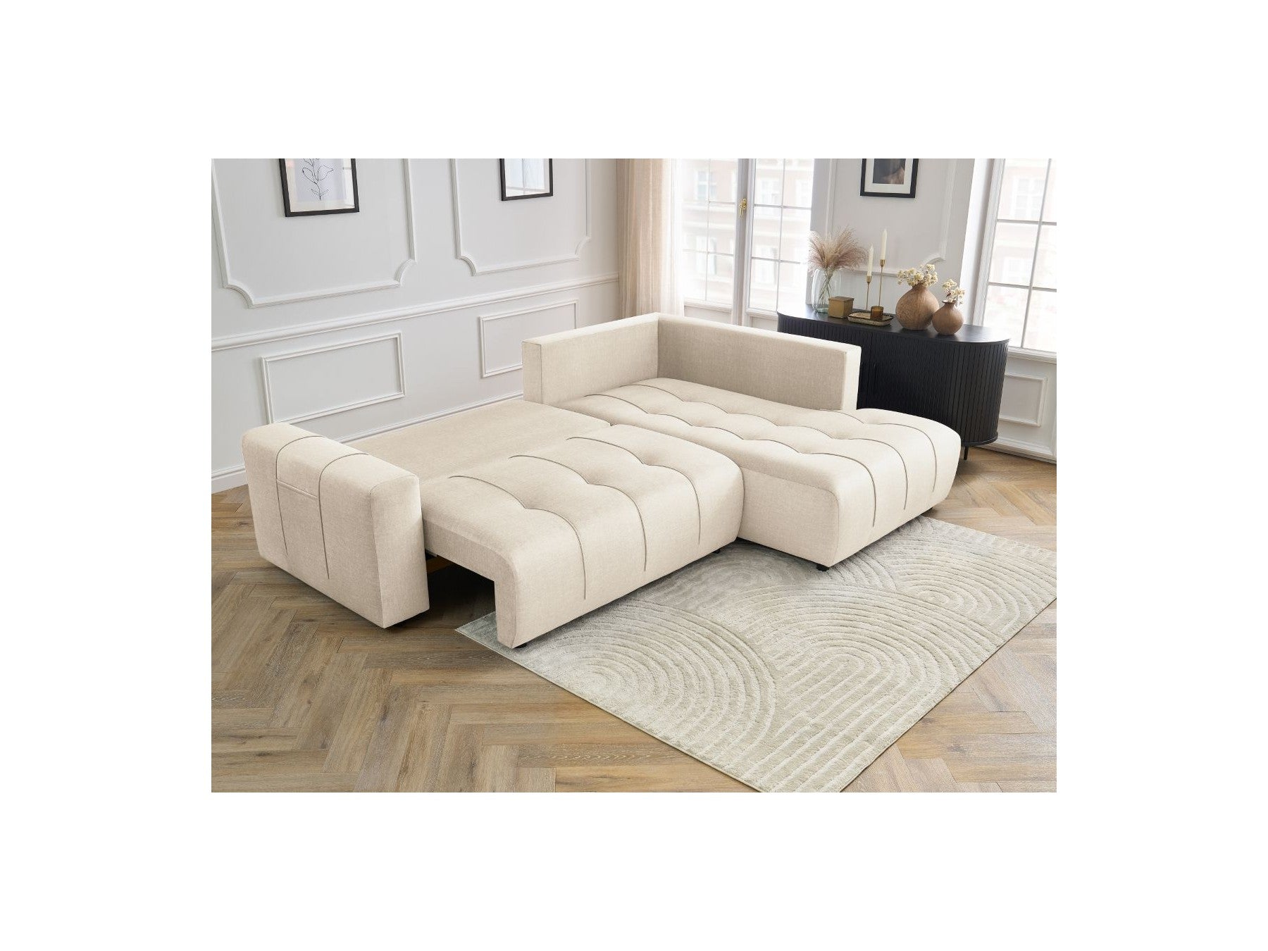 Arsene - Canapé D'Angle L Convertible Coffre - Velours - Angle Droit