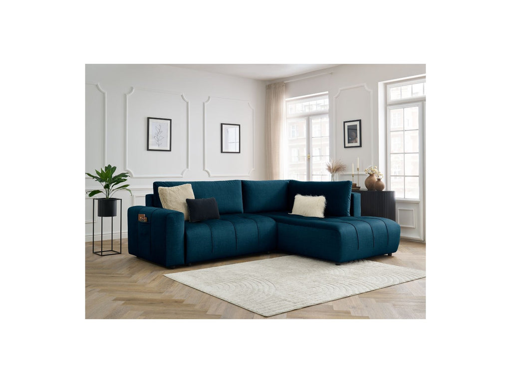 Arsene - Canapé D'Angle L Convertible Coffre - Velours - Angle Droit