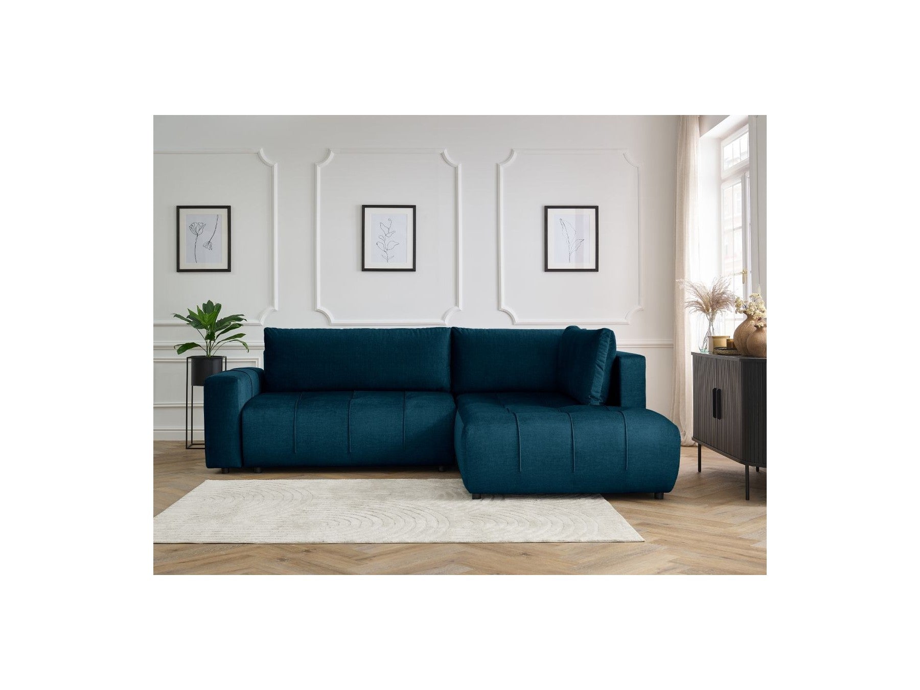 Arsene - Canapé D'Angle L Convertible Coffre - Velours - Angle Droit
