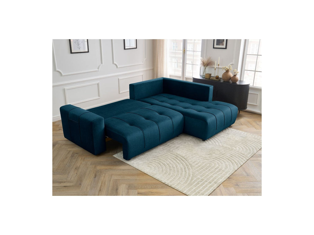 Arsene - Canapé D'Angle L Convertible Coffre - Velours - Angle Droit