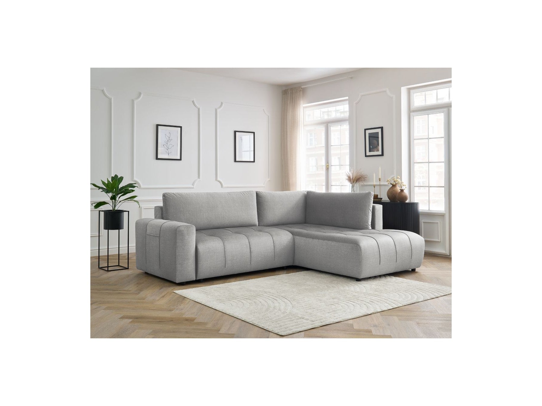 Arsene - Canapé D'Angle L Convertible Coffre - Velours - Angle Droit