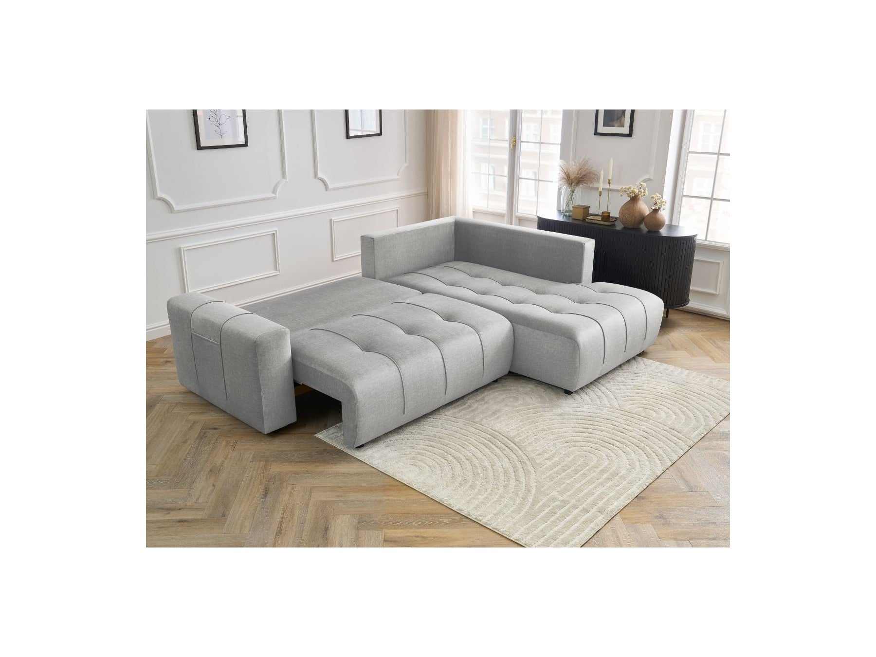 Arsene - Canapé D'Angle L Convertible Coffre - Velours - Angle Droit