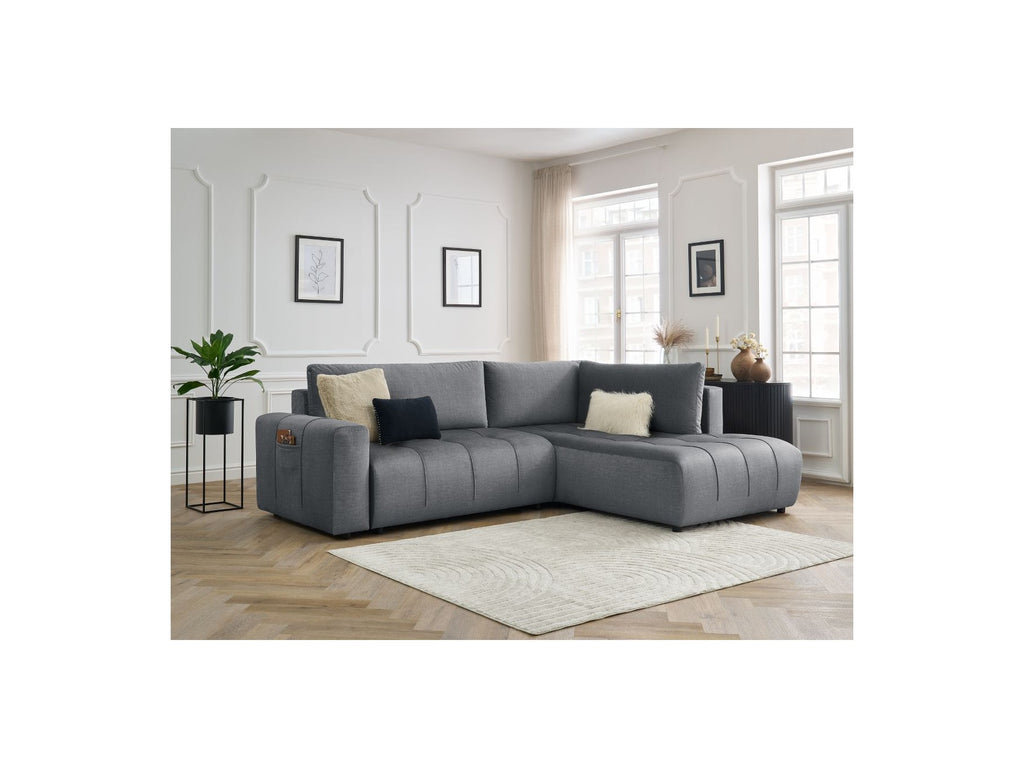 Arsene - Canapé D'Angle L Convertible Coffre - Velours - Angle Droit